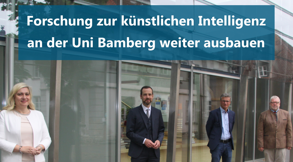 Melanie Huml mit v.li.: Prof. Dr. Kai Fischbach (designierter Prsident der Universitt Bamberg), Bernd Sibler (Bayerns Wissenschaftsminister) und Prof. Dr. Dr. Godehard Ruppert (Prsident der Universitt Bamberg)